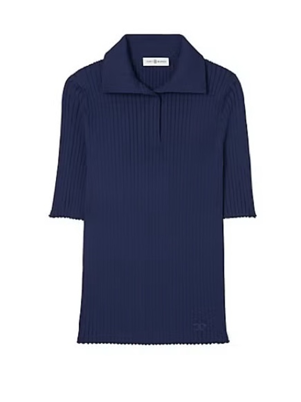 Tory Burch Ribbed Knit Navy Polo